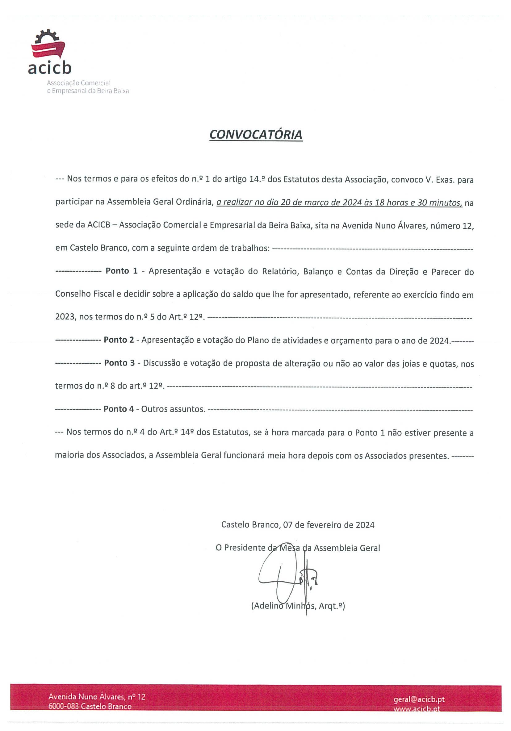 Convocatoria AG 20.03.2024